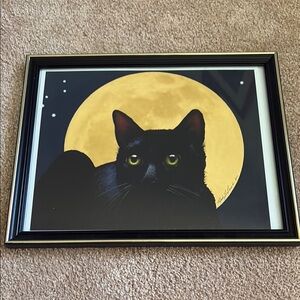 Black Cat Framed Art Print Signed by Artist